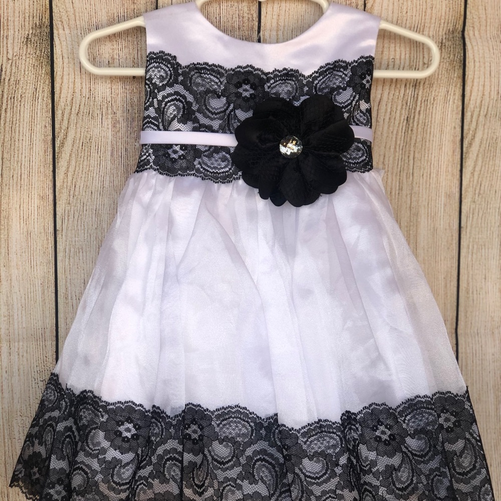 Girls Black & White Party Dress